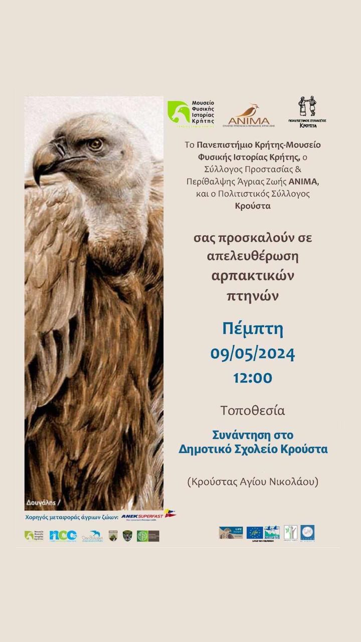 απελευθέρωση αρπακτικών πτηνών στον Κρούστα