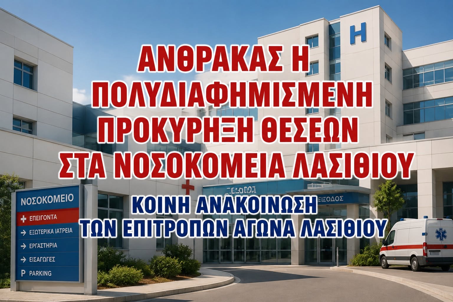 Άνθρακας η πολυδιαφημισμένη προκήρυξη θέσεων στα νοσοκομεία Λασιθίου