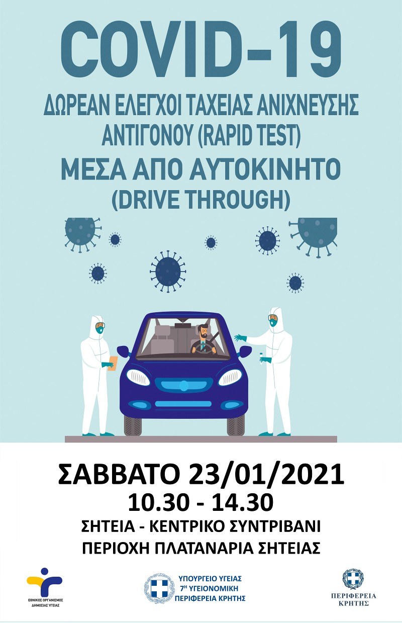 Έλεγχοι ταχείας ανίχνευσης αντιγόνου Covid-19 στη Σητεία
