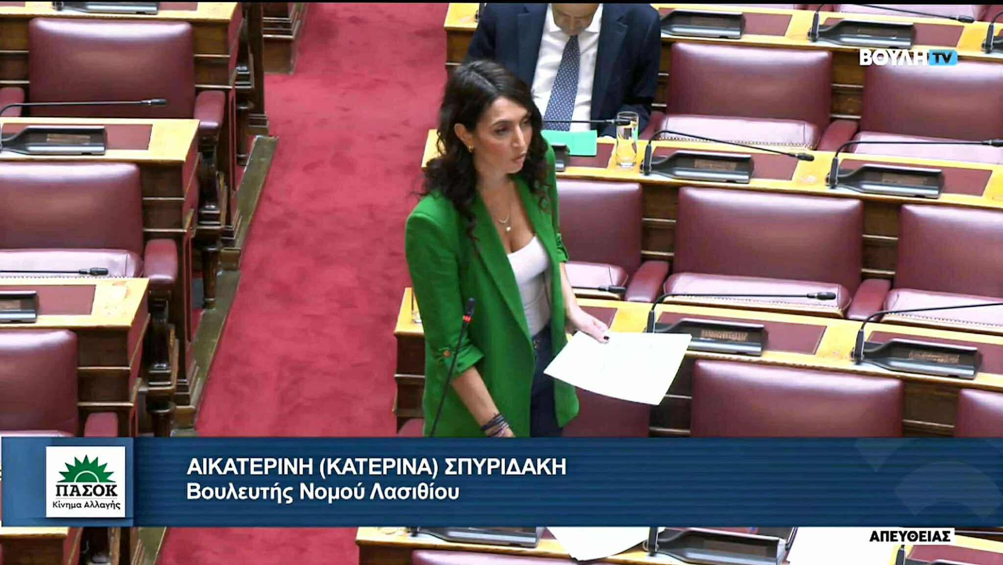 Παραδοχή καθυστερήσεων και ασυνεννοησίας από τον Υφυπουργό Υποδομών μετά την Επίκαιρη Ερώτηση της Κατερίνας Σπυριδάκη για τον Αγωγό Μύρτου