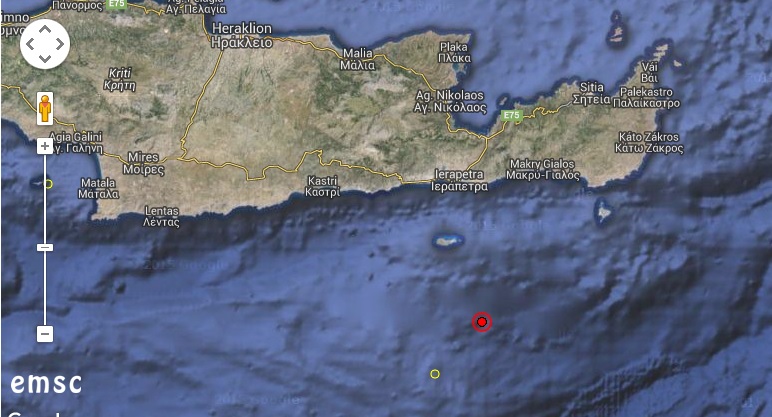 το επίκεντρο νότια της Ιεράπετρας