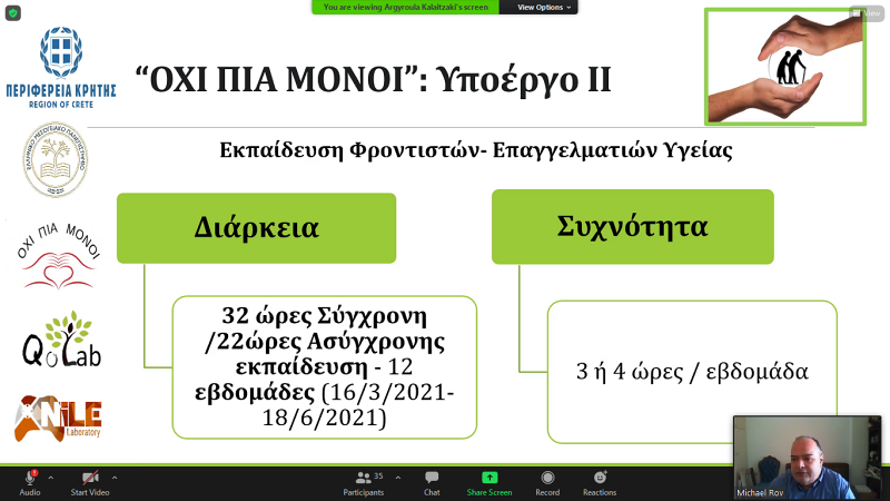 Εναρκτήρια Συνάντηση για το Πρόγραμμα «ΟΧΙ ΠΙΑ ΜΟΝΟΙ»