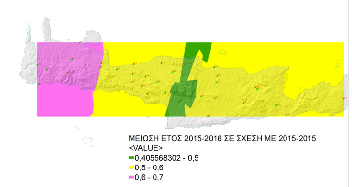 μείωση σε σχέση με τη προηγούμενη χρονιά