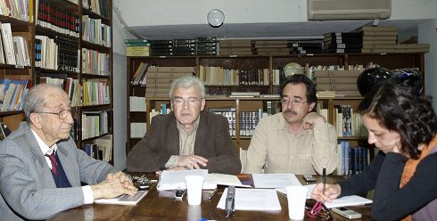 από τη συνέντευξη τύπου για τη προκήρυξη του διαγωνισμού, Χατζηδάκης, Θραψανιώτης, Ταβλάς, Χρυσικοπούλου