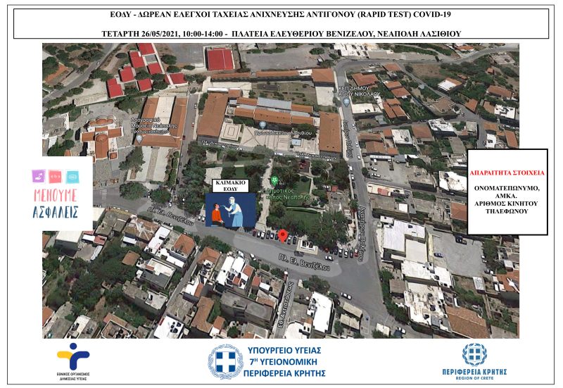 Έλεγχοι ταχείας ανίχνευσης αντιγόνου Covid-19 (rapid test) σε πεζούς στη Νεάπολη