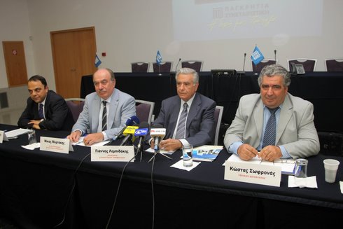 από τη συνέντευξη, από αριστερά, Μαστοράκης, Μυρτάκης, Λεμπιδάκης, Σωφρονάς