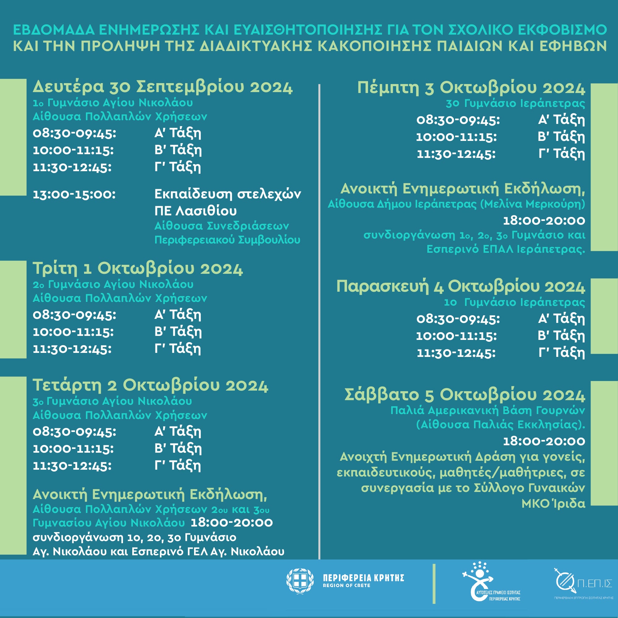 Ασφαλής Πλοήγηση στο Διαδίκτυο, ενημερωτικές δράσεις στα σχολεία του Λασιθίου