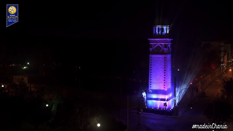 Light - show στο Ρολόι του Δημοτικού Κήπου Χανίων την παραμονή Πρωτοχρονιάς
